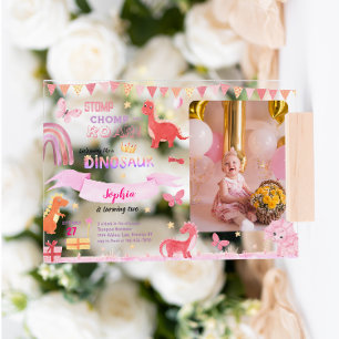 Süßes Mädchen Rosa Dino Dinosaurier Foto Kinder Ge Acryleinladungen