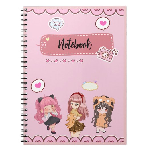 Süßes Mädchen Rosa Notizbuch Notizblock (Vorderseite)