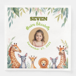Süßes Mädchen Safari Foto Teller Kinder Geburtstag Serviette