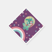 Süßes Mädchen und Einhorn Zeichnend Serviette (Ecke)
