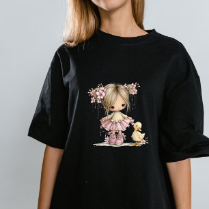 Süßes Mädchen und Entlein - Whimsische Kinderzimme T-Shirt