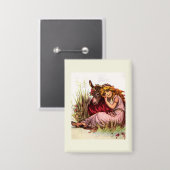Süßes Mädchen und Pony  Button (Vorderseite/Rückseite)