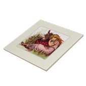 Süßes Mädchen und Pony  Fliese (Seite)