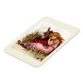 Süßes Mädchen und Pony Magnet (Linke Seite)