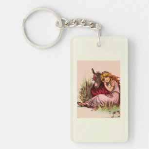 Süßes Mädchen und Pony Schlüsselanhänger