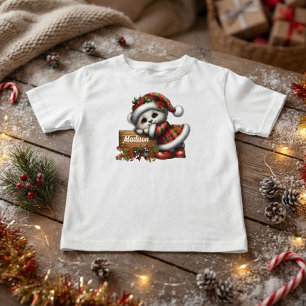 Süßes Mädchen Weihnachtsbär mit Namen Kleinkind T-shirt