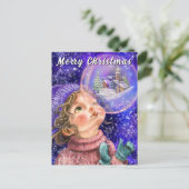 Süßes Mädchen Weihnachtskarte Postkarte (Stehend Vorderseite)