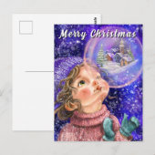 Süßes Mädchen Weihnachtskarte Postkarte (Vorne/Hinten)