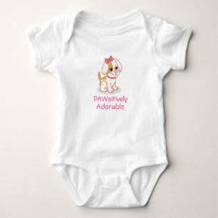 Süßes Mädchen Welpe Hund mit rosa Schleife Baby Strampler