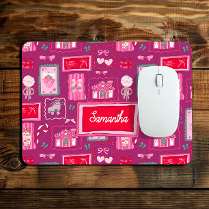 Süßes, Mädchenhaftes, Lila Coquette Erdbeer-Muster Mousepad