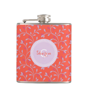 Süßes, Mädchenhaftes, Pastell-Violett-Blumenmuster Flachmann
