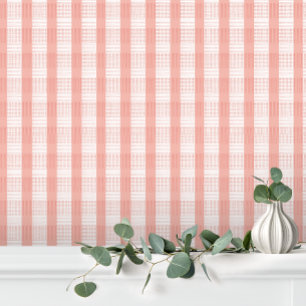 Süßes Mädchenhaftes Pastellrosa Creme Gingham Karo Tapete