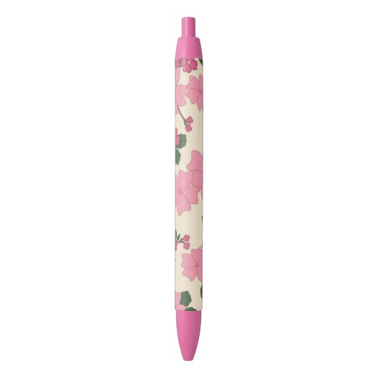 Süßes Mädchenhaftes Rosa Blumenmuster Kugelschreiber (Vorderseite Vertikal)