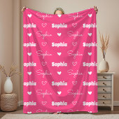 Süßes, Mädchenhaftes, Rosa, Fuchsia, Wiederholende Fleecedecke
