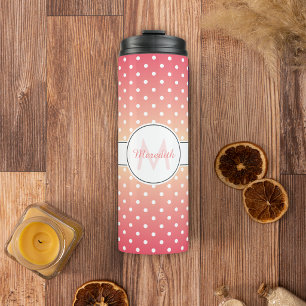 Süßes Mädchenhaftes Rosa Ombre Monogramm Punkte Thermosbecher