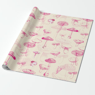 Süßes, Mädchenhaftes, Vintage-Rosa-Pilzmuster Geschenkpapier