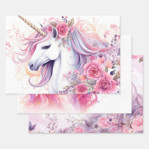 Süßes magisches Einhorn Geschenkpapier Set