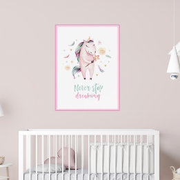 süßes magisches Einhorn Mädchen pink Kinder Poster