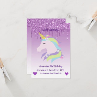 Süßes magisches Einhorn und Herz Geburtstag Einladung