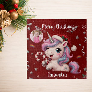 Süßes magisches karmesinrotes Weihnachts-Einhorn-M Puzzle