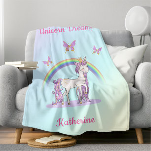 Süßes magisches Regenbogen-Einhorn Fleecedecke