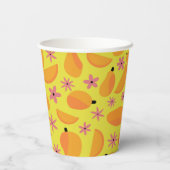 Süßes Mango-Frucht- und Blumenmuster Pappbecher (Rückseite)