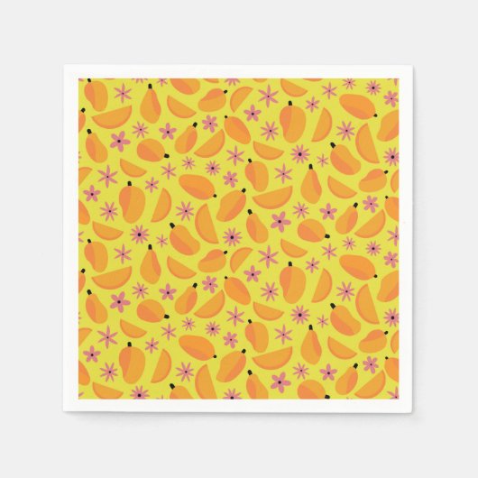 Süßes Mango-Frucht- und Blumenmuster Serviette (Vorderseite)
