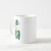 Süßes Marching Band Bunny Posaune Grün Gold Kaffeetasse (Vorderseite Links)