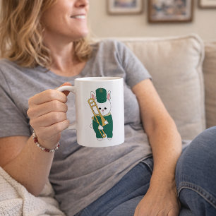 Süßes Marching Band Bunny Posaune Grün Gold Kaffeetasse