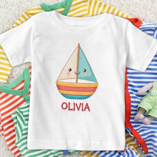 Süßes maritimes farbenfrohes Segelboot Baby T-shirt