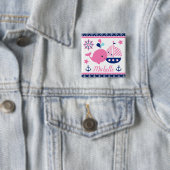 Süßes, maritimes rosa Wal- und Anker-Muster Button (Beispiel)