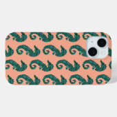 Süßes, maritimes Türkis- und Korallen-Seepferd-Mus Case-Mate iPhone Hülle (Rückseite (Horizontal))