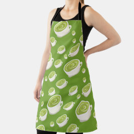 Süßes Matcha-Latte-Muster verliebt Schürze