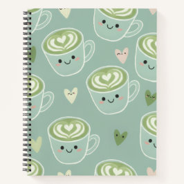 Süßes Matcha-Latte Pastellgrün Spiralnotizbuch Notizblock