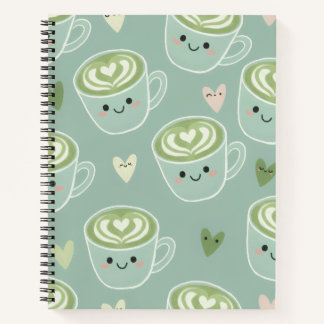 Süßes Matcha-Latte Pastellgrün Spiralnotizbuch Notizblock