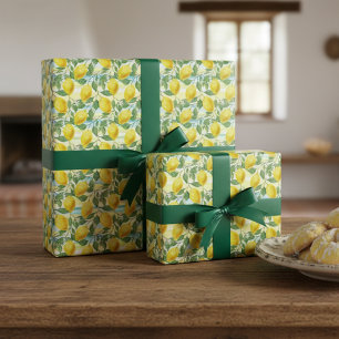 Süßes mediterranes Sommer-Zitronen-Frucht-Kunstmus Geschenkpapier