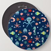Süßes Meeresleben-Muster Button (Vorne & Hinten)