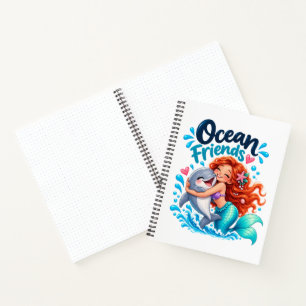 Süßes Meerjungfrau-Ozean-Freunde-Delfin-Design Notizblock