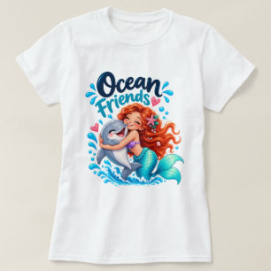 Süßes Meerjungfrau-Ozean-Freunde-Delfin-Design T-Shirt