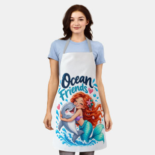 Süßes Meerjungfrau-Ozeanfreunde-Delfin-Design Schürze