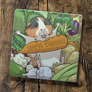 Süßes Meerschweinchen 100% Gemüse Karotte Cartoon Glasuntersetzer