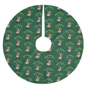 Süßes Meerschweinchen Frohe Weihnachten! Jongleur Polyester Weihnachtsbaumdecke