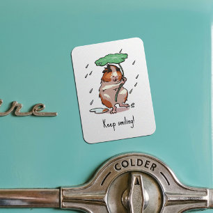 Süßes Meerschweinchen Lächeln Tanzen im Regen Cart Magnet