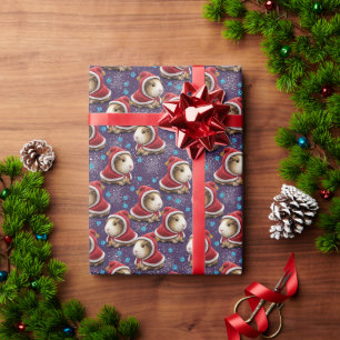 Süßes Meerschweinchen mit Santa-Kappe Magisches Li Geschenkpapier