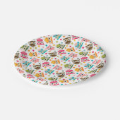 Süßes mehrfarbiges Eulenmuster Pappteller (Schrägansicht)
