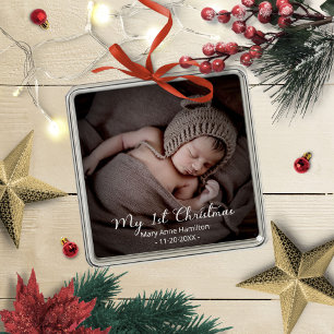 Süßes mein erstes Weihnachten neugeborenes Baby-Fo Ornament Aus Metall