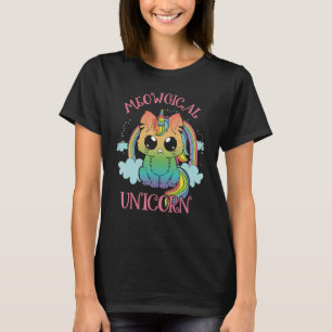 Süßes Meowgical Einhorn Katzen Magie Farbige Regen T-Shirt