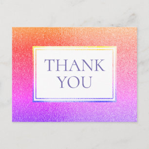 Süßes metallisches lila rosa Regenbogen Danke Postkarte