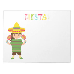 Süßes mexikanisches Fiesta-Mädchen mit Maracas Notizblock