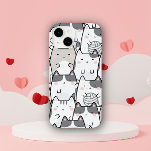 Süßes Minimal Kawaii-Katzenmuster iPhone / iPad-Hü Case-Mate iPhone 14 Hülle